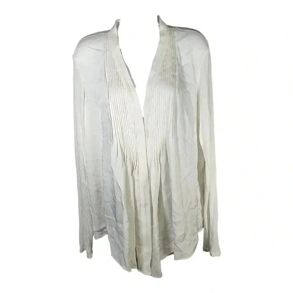 Elie Tahari Willow Silk Blouse Ivory Women's Large Long Sleeve - Picture 3 of 5